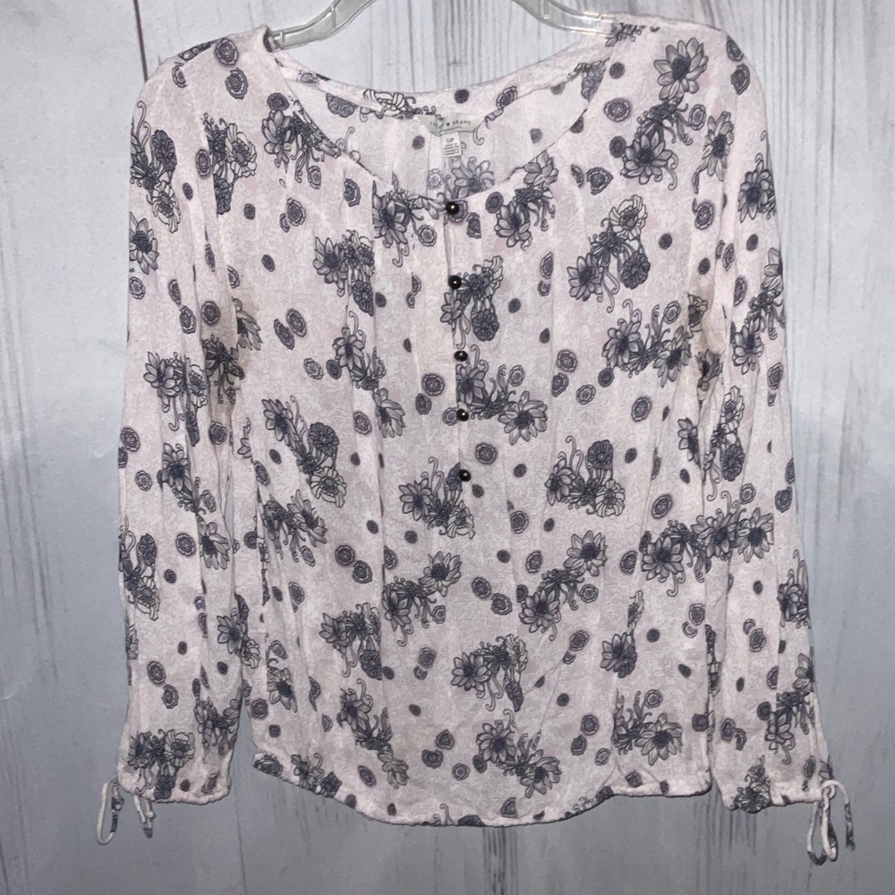 Lucky Brand Pull Over 3/4 Sleeve Elastic Hem Blouse S/P